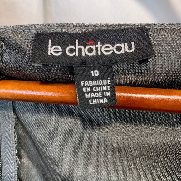 𝅺LE Chateau Metallic Grey Ruffled Formal Dress - Picture 5 of 10